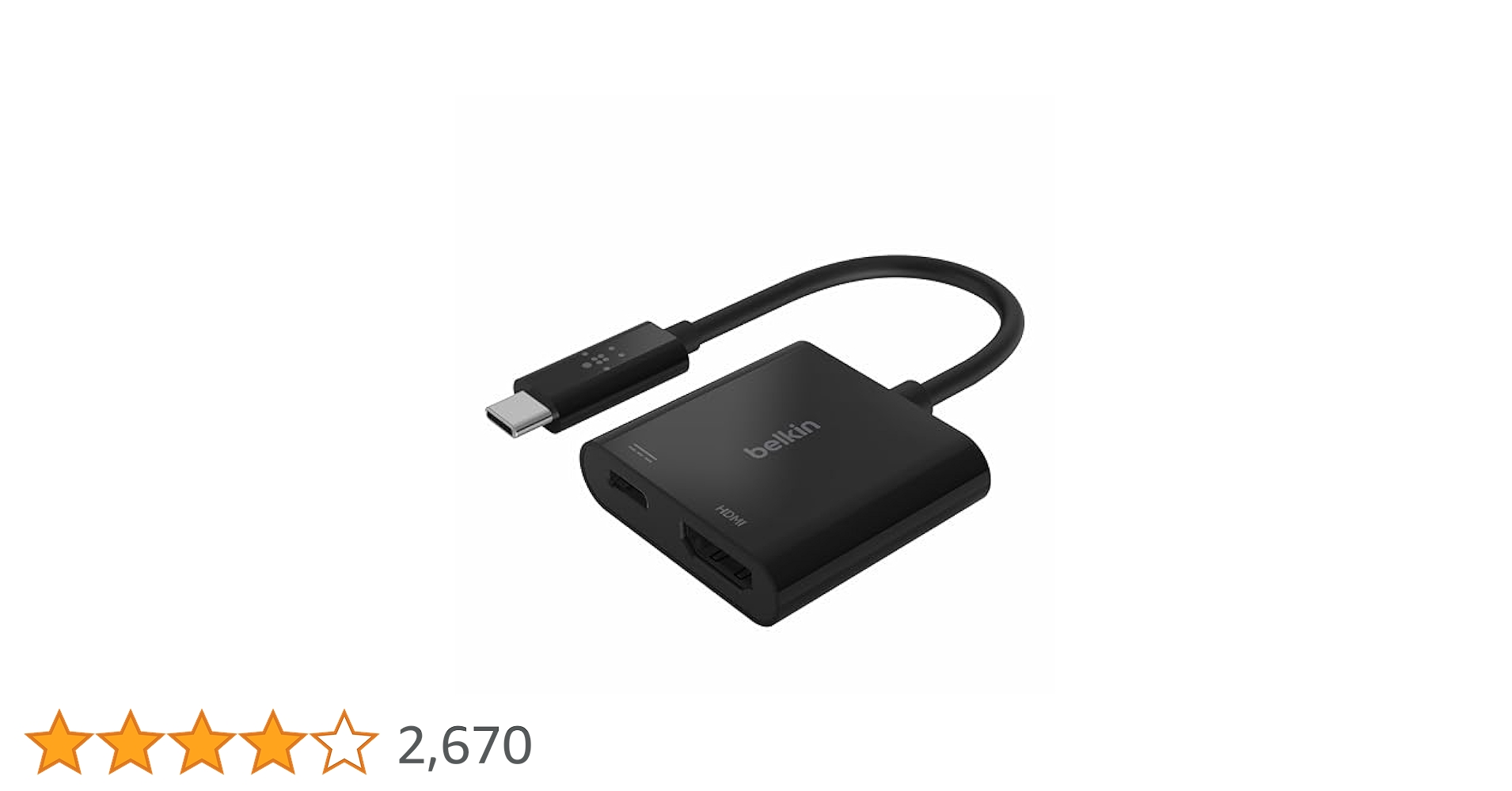 分配器・切替器 Belkin Connect USB-C to HDMI Adapter Belkin USB-C to HDMI Adapter with 60W Charging Passthrough